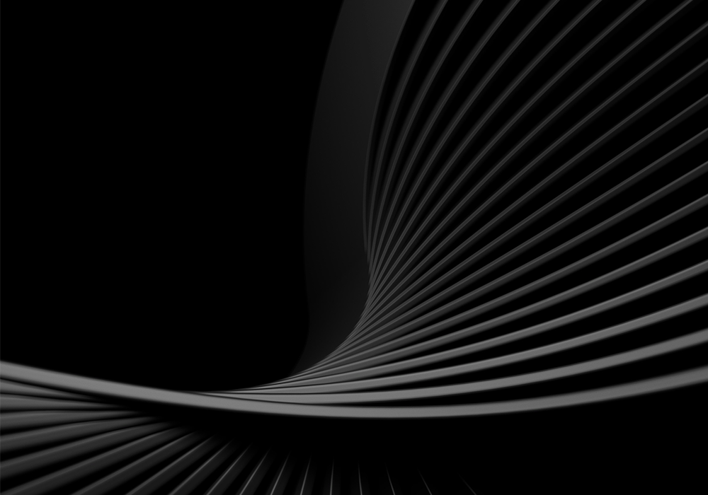 Abstrakte Darstellung geschwungener, paralleler Linien in Schwarz- und Grautönen. Die Linien verlaufen bogenförmig und erzeugen eine dynamische Tiefenwirkung.