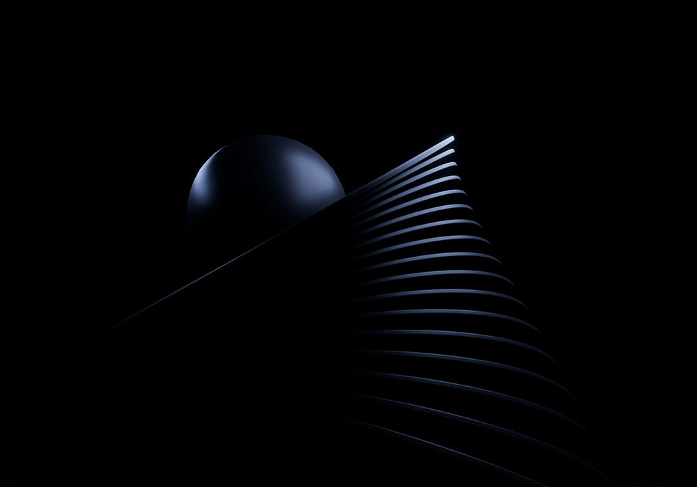 Abstraktes Wellenmuster aus blauen Linien auf dunklem Hintergrund. Die Linien verlaufen geschmeidig und bilden eine sanfte, fließende Bewegung.